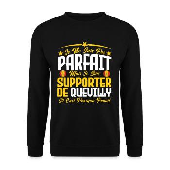je ne suis pas parfait, supporteur de Quevilly. - Sweat-shirt Unisexe - noir - Devant - Alina (178cm) & Michal (187cm)