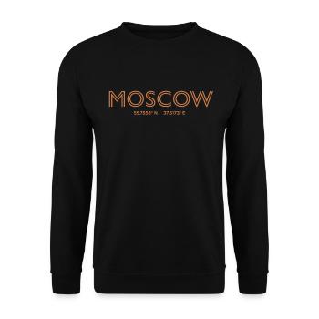 Russia City Coordinates - Moscow - Unisex Sweatshirt - black - Front - Alina (178cm) & Michal (187cm)