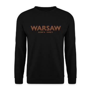 Poland Stadt Koordinaten - Warsaw - Unisex Pullover - Schwarz - Vorne - Alina (178cm) & Michal (187cm)