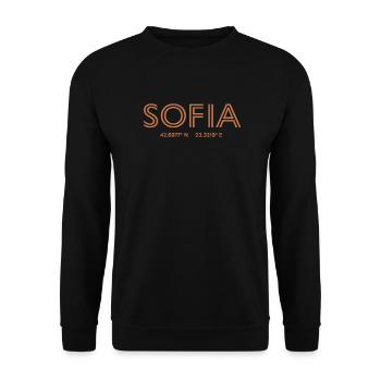 Bulgaria city coordinates - Sofia - Unisex Sweatshirt - black - Front - Alina (178cm) & Michal (187cm)