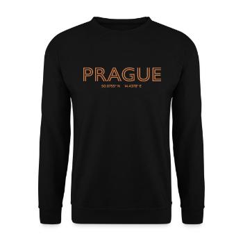 Czech Republic Stadt Koordinaten - Prague - Unisex Pullover - Schwarz - Vorne - Alina (178cm) & Michal (187cm)