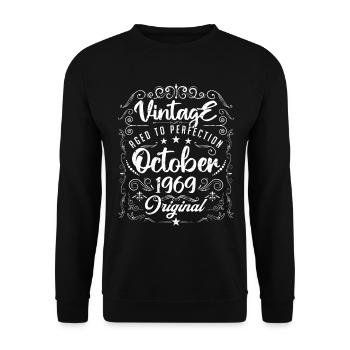 Vintage BORN IN OCTOBER 1969- anniversary gift. - Sweat-shirt Unisexe - noir - Devant - Alina (178cm) & Michal (187cm)
