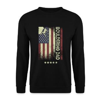 USA Amerikanische Flagge - Bouldern Papa - Unisex Pullover - Schwarz - Vorne - Alina (178cm) & Michal (187cm)