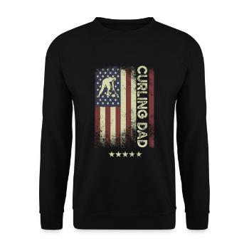 Drapeau américain des États-Unis - Curling Papa - Sweat-shirt Unisexe - noir - Devant - Alina (178cm) & Michal (187cm)