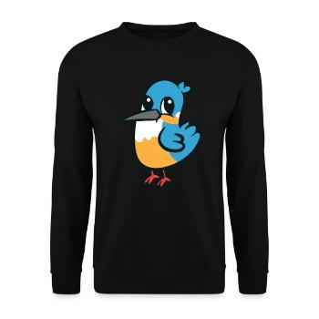Eisvogel - süß, niedlich, große Augen - Unisex Pullover - Schwarz - Vorne - Alina (178cm) & Michal (187cm)