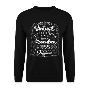 Vintage BORN IN NOVEMBER 1955- anniversary gift. - Sweat-shirt Unisexe - noir - Devant - Alina (178cm) & Michal (187cm)