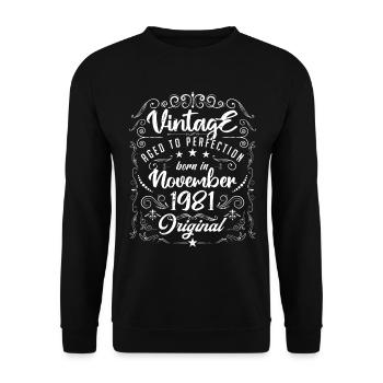 Vintage BORN IN NOVEMBER 1981- anniversary gift. - Sweat-shirt Unisexe - noir - Devant - Alina (178cm) & Michal (187cm)