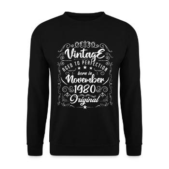 Vintage BORN IN NOVEMBER 1980- anniversary gift. - Sweat-shirt Unisexe - noir - Devant - Alina (178cm) & Michal (187cm)