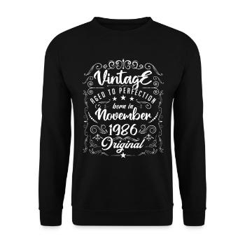 Vintage born in november 1986 - anniversary gift. - Sweat-shirt Unisexe - noir - Devant - Alina (178cm) & Michal (187cm)