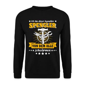 Spengler Beruf Bauspengler Sprüche - Unisex Pullover - Schwarz - Vorne - Alina (178cm) & Michal (187cm)