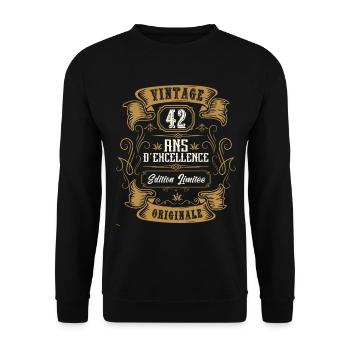 vintage 42 years, Birthday gift idea - Unisex Sweatshirt - black - Front - Alina (178cm) & Michal (187cm)