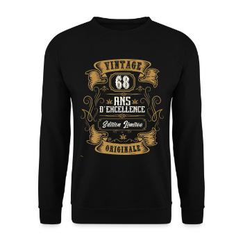 Vintage 68 ans, Idée cadeau d'anniversaire 68 ans. - Sweat-shirt Unisexe - noir - Devant - Alina (178cm) & Michal (187cm)