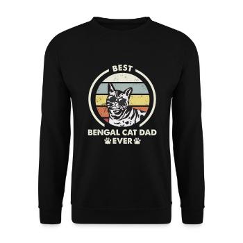 Cat Dad - Bengal Katze - Unisex Pullover - Schwarz - Vorne - Alina (178cm) & Michal (187cm)