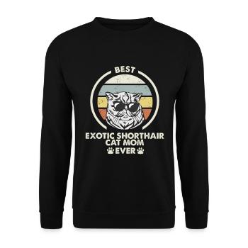 Katzenmama - Exotische Kurzhaarkatze - Unisex Pullover - Schwarz - Vorne - Alina (178cm) & Michal (187cm)