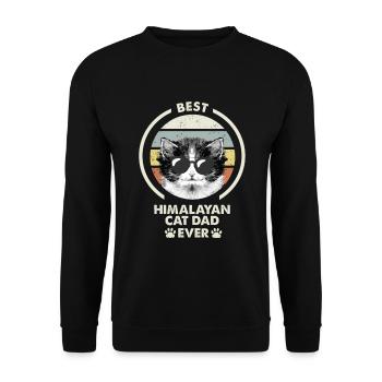 Cat Dad - Himalaya Katze - Unisex Pullover - Schwarz - Vorne - Alina (178cm) & Michal (187cm)