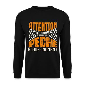Avertissement, pêche à tout moment. - Sweat-shirt Unisexe - noir - Devant - Alina (178cm) & Michal (187cm)