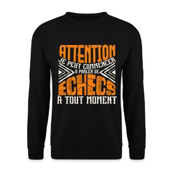 Avertissement, Echecs à tout moment. - Sweat-shirt Unisexe - noir - Devant - Alina (178cm) & Michal (187cm)