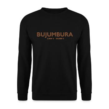 Burundi Coordonnées de la ville - Bujumbura - Sweat-shirt Unisexe - noir - Devant - Alina (178cm) & Michal (187cm)