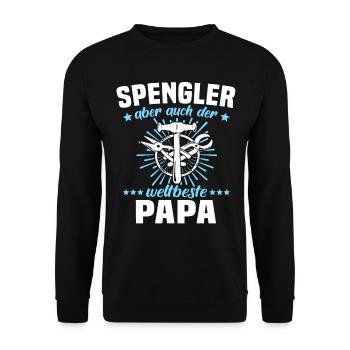 Spengler Papa Bauspengler Vater - Unisex Pullover - Schwarz - Vorne - Alina (178cm) & Michal (187cm)