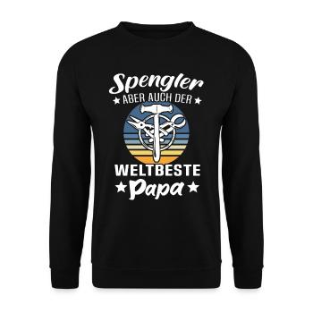 Spengler Papa Bauspengler Vater - Unisex Pullover - Schwarz - Vorne - Alina (178cm) & Michal (187cm)