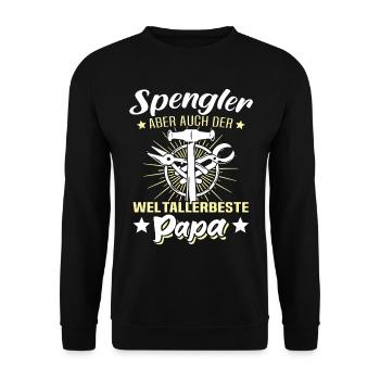 Spengler Papa Bauspengler Vater - Unisex Pullover - Schwarz - Vorne - Alina (178cm) & Michal (187cm)