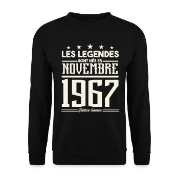 Les légendes sont nés en novembre 1967. - Sweat-shirt Unisexe - noir - Devant - Alina (178cm) & Michal (187cm)