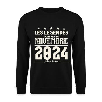 A71Les légendes sont nés en novembre 2024. - Sweat-shirt Unisexe - noir - Devant - Alina (178cm) & Michal (187cm)