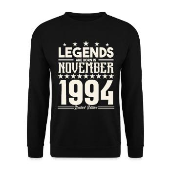 Legends Are Born In November 1994.Gift anniversary - Unisex Sweatshirt - black - Front - Alina (178cm) & Michal (187cm)