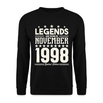 Legends Are Born In November 1998.Gift anniversary - Unisex Sweatshirt - black - Front - Alina (178cm) & Michal (187cm)
