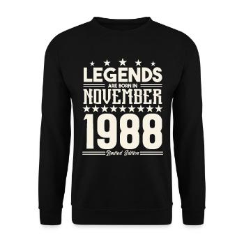 Legends Are Born In November 1988.Gift anniversary - Sweat-shirt Unisexe - noir - Devant - Alina (178cm) & Michal (187cm)