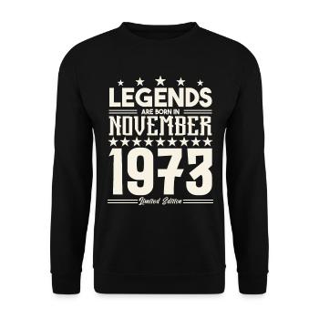 Legends Are Born In November 1973.Gift anniversary - Sweat-shirt Unisexe - noir - Devant - Alina (178cm) & Michal (187cm)