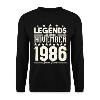 Legends Are Born In November 1986.Gift anniversary - Sweat-shirt Unisexe - noir - Devant - Alina (178cm) & Michal (187cm)