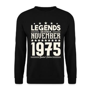 Legends Are Born In November 1975.Gift anniversary - Unisex Sweatshirt - black - Front - Alina (178cm) & Michal (187cm)