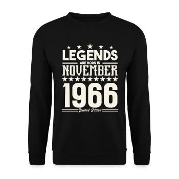 Legends Are Born In November 1966.Gift anniversary - Sweat-shirt Unisexe - noir - Devant - Alina (178cm) & Michal (187cm)