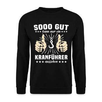 Kranfahrer Kranführer Kran - Unisex Pullover - Schwarz - Vorne - Alina (178cm) & Michal (187cm)