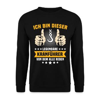 Kranfahrer Legende Kranführer Kran - Unisex Pullover - Schwarz - Vorne - Alina (178cm) & Michal (187cm)