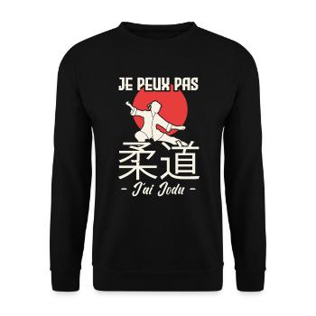 je peux pas j'ai judo. idée Cadeau Judo. - Sweat-shirt Unisexe - noir - Devant - Alina (178cm) & Michal (187cm)