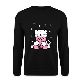 Mignon chat avec foulard amoureux des chats d’hiver - Sweat-shirt Unisexe - noir - Devant - Alina (178cm) & Michal (187cm)