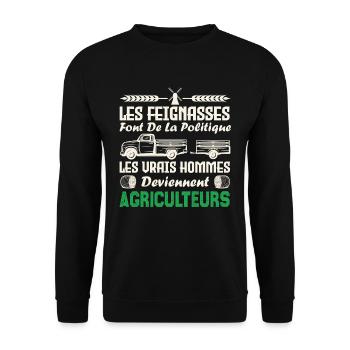 Les vrais hommes deviennent agriculteurs - Sweat-shirt Unisexe - noir - Devant - Alina (178cm) & Michal (187cm)