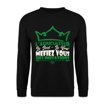Agriculteur le seul le vrai méfiez vous. - Sweat-shirt Unisexe - noir - Devant - Alina (178cm) & Michal (187cm)