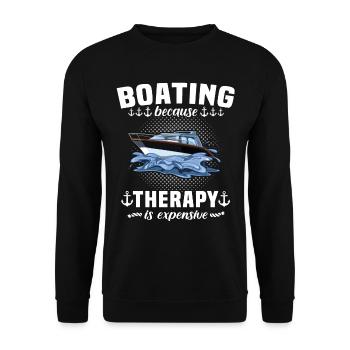Captain Boating Therapy - Unisex Pullover - Schwarz - Vorne - Alina (178cm) & Michal (187cm)