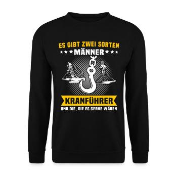 Kranführer Kran Kranfahrer - Unisex Pullover - Schwarz - Vorne - Alina (178cm) & Michal (187cm)