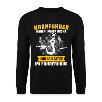 Kranführer Kran Kranfahrer - Unisex Pullover - Schwarz - Vorne - Alina (178cm) & Michal (187cm)