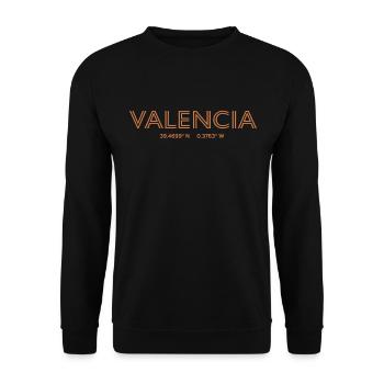 Spain City Coordinates - Valencia - Unisex Sweatshirt - black - Front - Alina (178cm) & Michal (187cm)