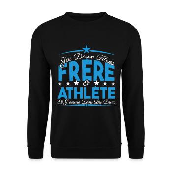 J'ai deux titres frère et Athlète. Cadeau frère. - Sweat-shirt Unisexe - noir - Devant - Alina (178cm) & Michal (187cm)