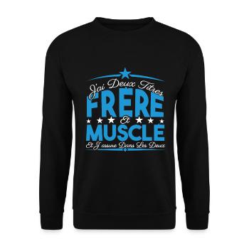 J'ai deux titres frère et Muscle. Cadeau frère. - Sweat-shirt Unisexe - noir - Devant - Alina (178cm) & Michal (187cm)