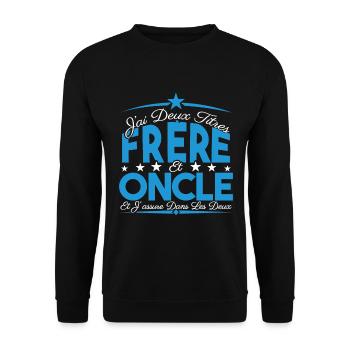 J'ai deux titres frère et Oncle. Cadeau frère. - Sweat-shirt Unisexe - noir - Devant - Alina (178cm) & Michal (187cm)