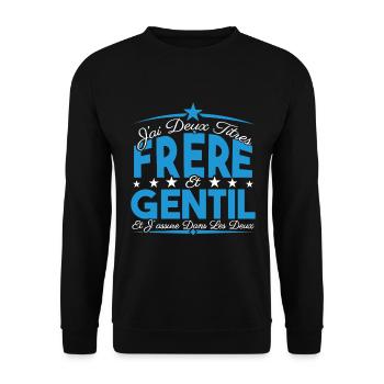 J'ai deux titres frère et Gentil. Cadeau frère. - Sweat-shirt Unisexe - noir - Devant - Alina (178cm) & Michal (187cm)