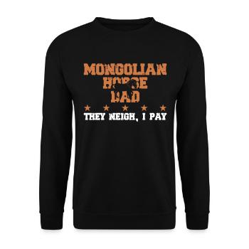 Horse's father - Mongolian horse - Unisex Sweatshirt - black - Front - Alina (178cm) & Michal (187cm)