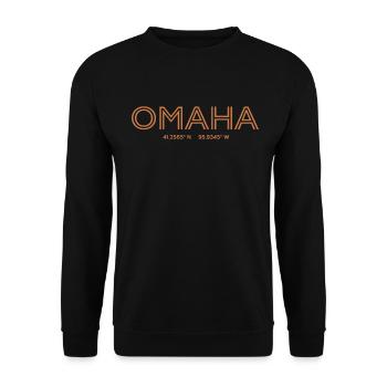 Coordonnées de la ville des États-Unis - Omaha - Sweat-shirt Unisexe - noir - Devant - Alina (178cm) & Michal (187cm)